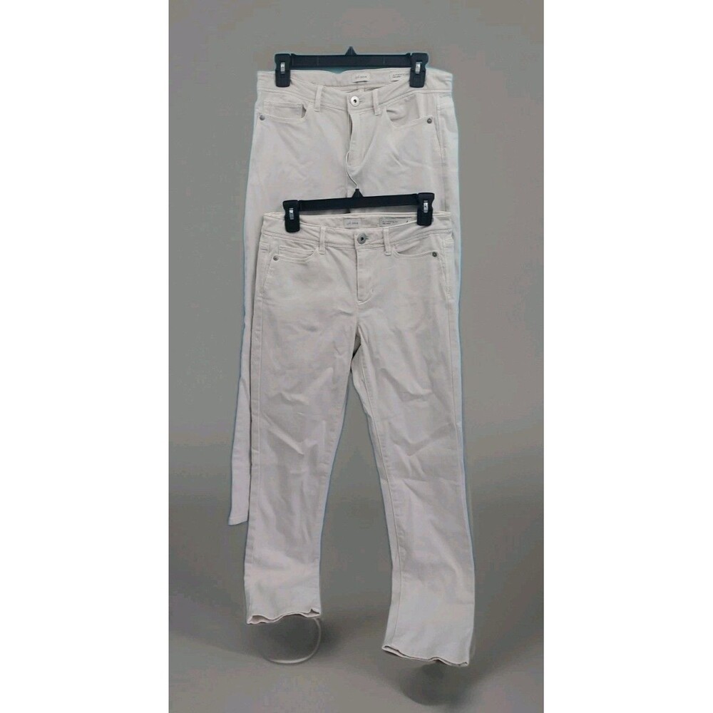 2 Pairs J. Jill Denim Slim Ankle Jeans Sz 4 White Authentic Fit Mid Rise